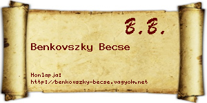 Benkovszky Becse névjegykártya